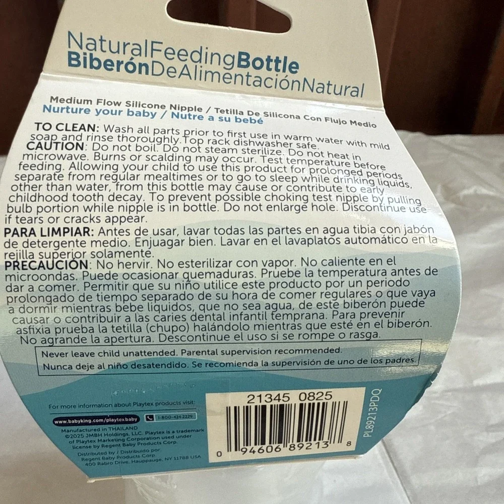 Playtex Natural Feeding Bottle 6Pack Medium Flow Nipple 0 Months+